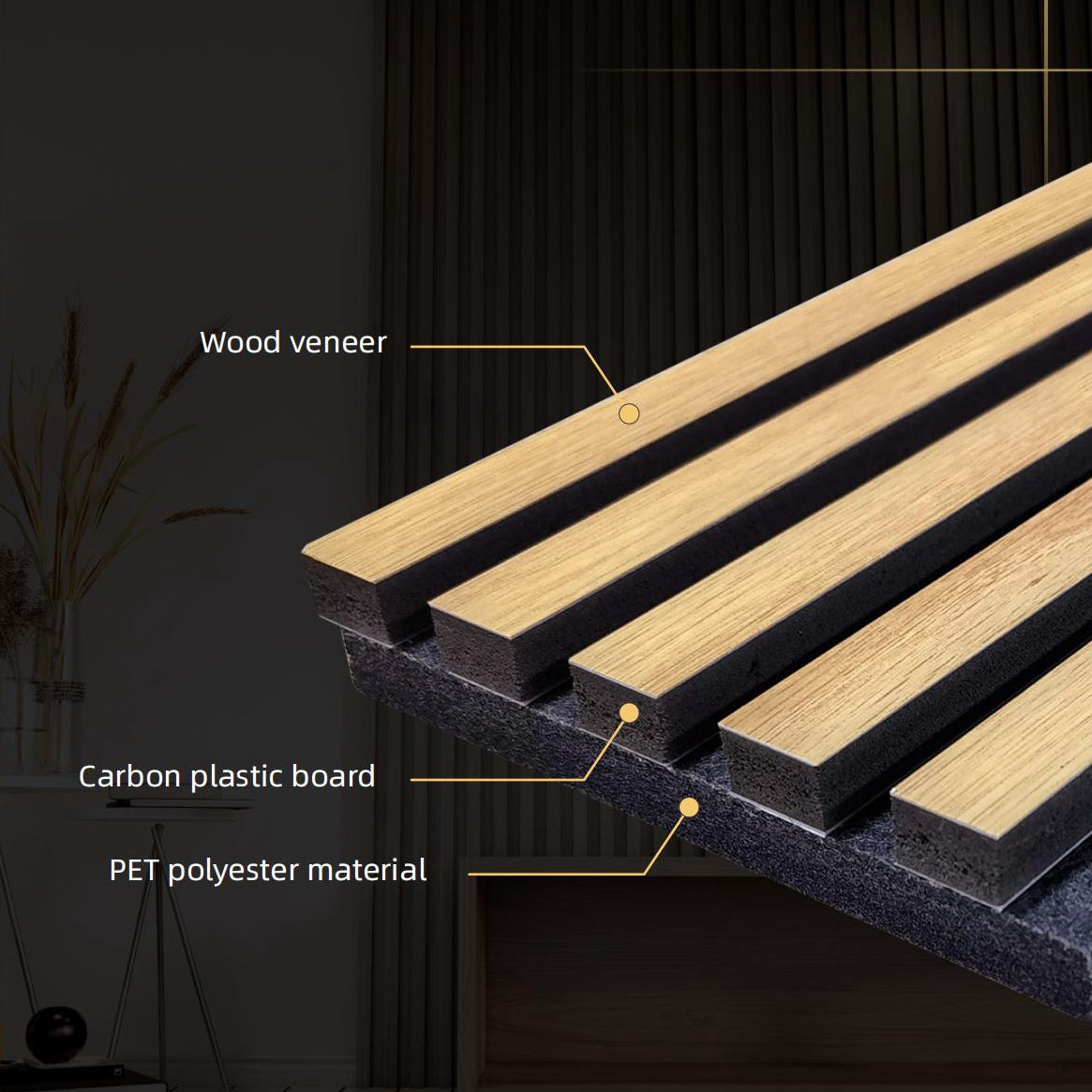 PET Acoustic Slat Wall Panel Fireproofing Sound Absorbing Board Sound Absorption